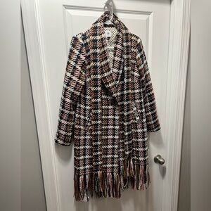 CAbi Colorful Knit Jacket with Polka Dot Lining